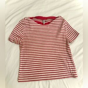 Red and white striped crop top
